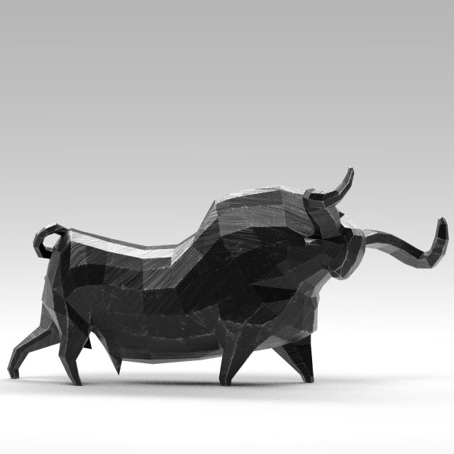 geometric black bull figurine 3D 模型 .c4d .max .obj .3ds .fbx .stl .blend