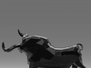 geometric black bull figurine 3D 模型