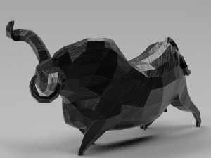 geometric black bull figurine 3D 模型