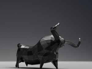 geometric black bull figurine 3D 模型