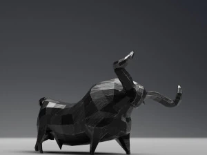geometric black bull figurine 3D Model