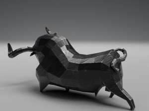 geometric black bull figurine 3D 模型