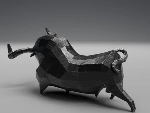 geometric black bull figurine 3D Model