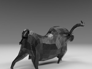 geometric black bull figurine 3D 模型