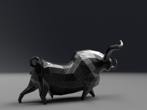 geometric black bull figurine 3D 模型