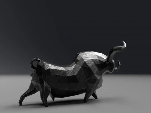 geometric black bull figurine 3D Model
