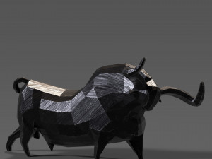 geometric black bull figurine 3D 模型