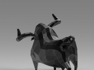 geometric black bull figurine 3D 模型
