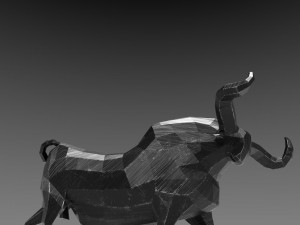 geometric black bull figurine 3D 模型