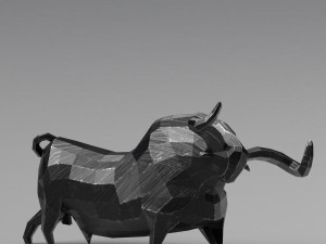 geometric black bull figurine 3D 模型