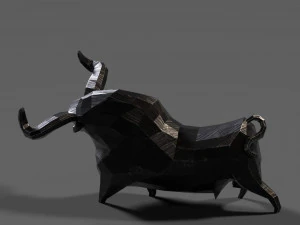 geometric black bull figurine 3D Model