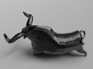 geometric black bull figurine 3D 模型