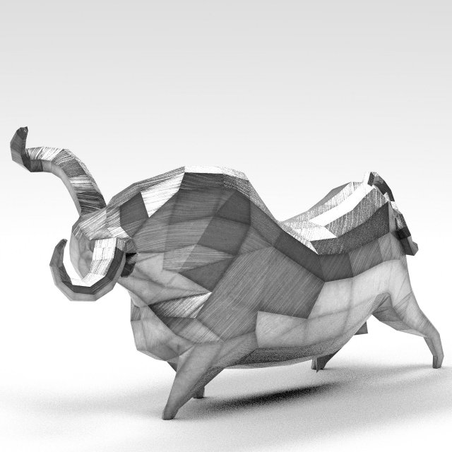 geometric metal white bull figurine 3D Model .c4d .max .obj .3ds .fbx .stl .blend 