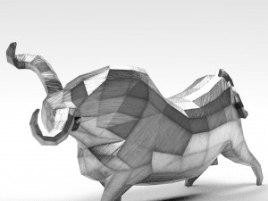 geometric metal white bull figurine 3D Model
