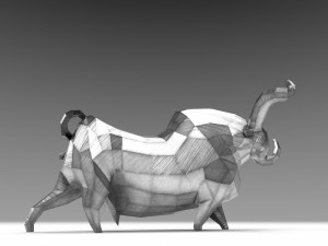 geometric metal white bull figurine 3D Model