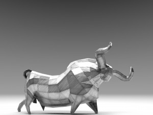 geometric metal white bull figurine 3D Model