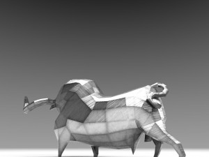 geometric metal white bull figurine 3D Model