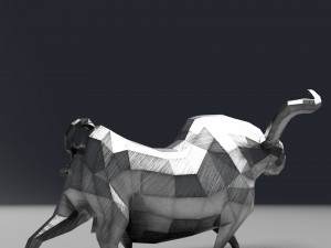 geometric metal white bull figurine 3D Model