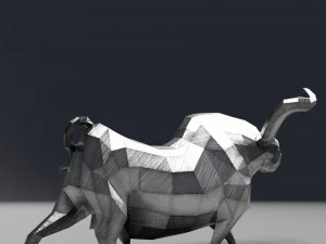 geometric metal white bull figurine 3D Model