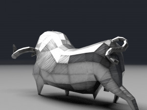 geometric metal white bull figurine 3D Model