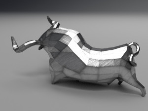 geometric metal white bull figurine 3D Model