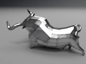 geometric metal white bull figurine 3D Model