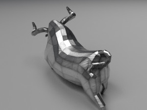 geometric metal white bull figurine 3D Model