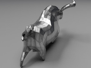 geometric metal white bull figurine 3D Model