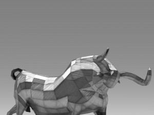geometric metal white bull figurine 3D Model
