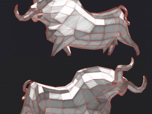 geometric metal white bull figurine 3D Model