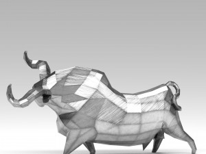 geometric metal white bull figurine 3D Model