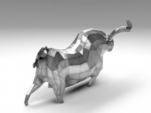 geometric metal white bull figurine 3D Model