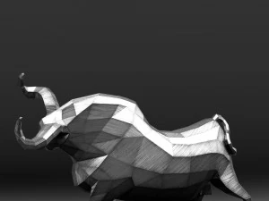 geometric metal white bull figurine 3D Model