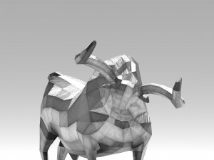 geometric metal white bull figurine 3D Model