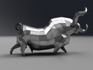 geometric metal white bull figurine 3D Model