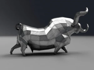 geometric metal white bull figurine 3D Model