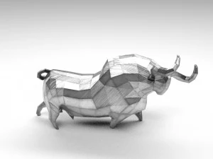 geometric metal white bull figurine 3D Model