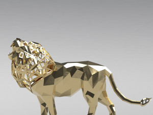 figurine of geometric roaring lion 3D Print Model