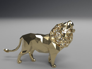 figurine of geometric roaring lion 3D 프린트 모델