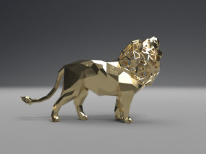 figurine of geometric roaring lion 3D 프린트 모델
