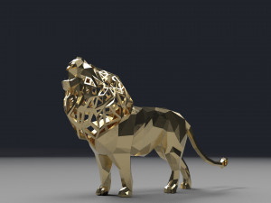 figurine of geometric roaring lion 3D 프린트 모델