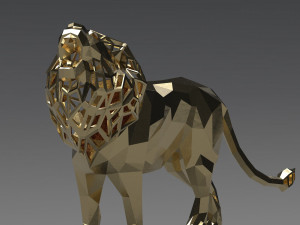 figurine of geometric roaring lion 3D 프린트 모델