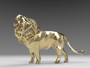 figurine of geometric roaring lion 3D 프린트 모델