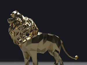 figurine of geometric roaring lion 3D 프린트 모델