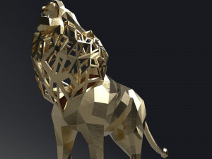 figurine of geometric roaring lion 3D 프린트 모델