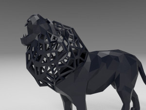 figurine of geometric roaring lion 3D 프린트 모델