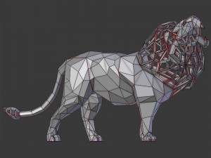figurine of geometric roaring lion 3D 프린트 모델