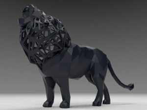 figurine of geometric roaring lion 3D 프린트 모델
