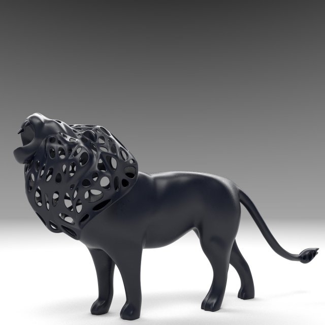 hollow roaring lion figurine 3Dプリントモデル .c4d .max .obj .3ds .fbx .stl .blend 