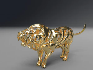 hollow attack lion figurine 3D Print Model